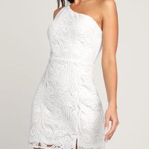 Madina White Sequin One-Shoulder Bodycon Mini Dress